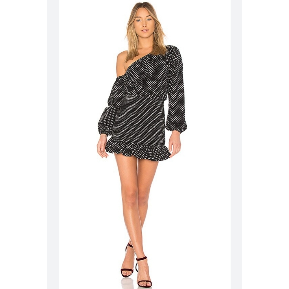 Tularosa Cynthia Dress In Black Polkadot